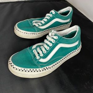 Vans off the wall old skool W8 M6.5 Turquoise checkered A